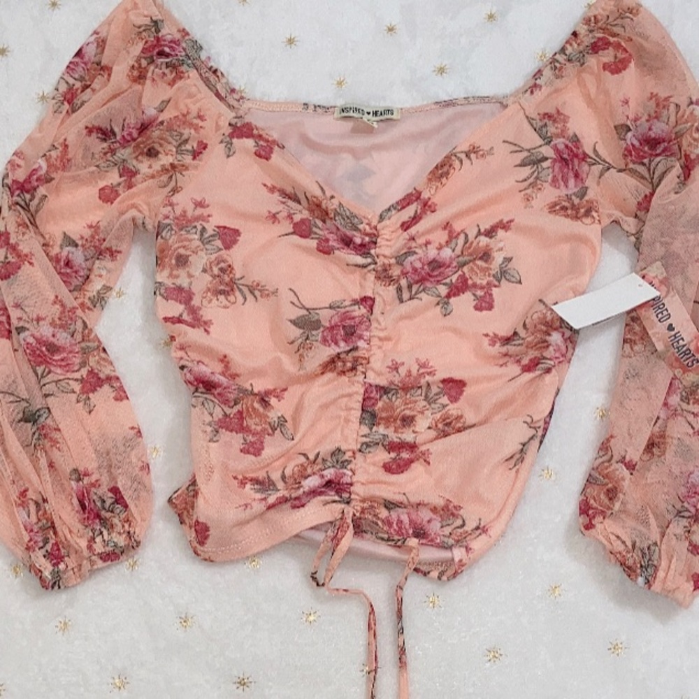 Floral Pink Rouch Boho Top